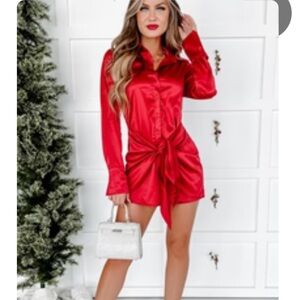 HYFVE Red Satin Mini Dress